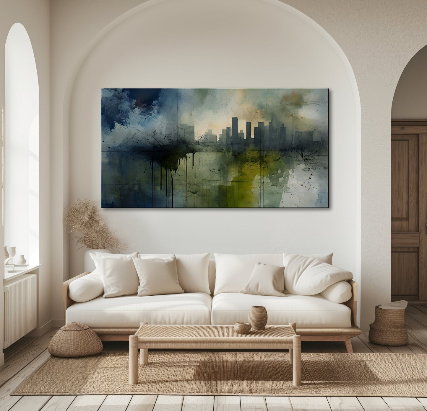URBAN OASIS-Extra Large Textured Canvas Painting – Limited Edition Abstract Cityscape