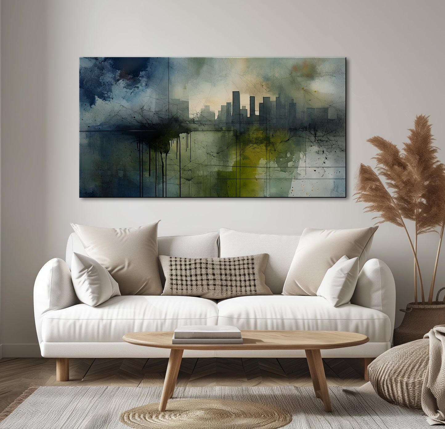 URBAN OASIS-Extra Large Textured Canvas Painting – Limited Edition Abstract Cityscape