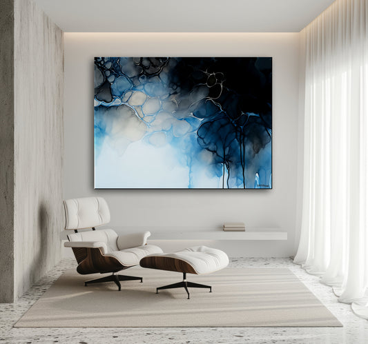 BLUE ABYSS - Extra Large Textured Canvas Wall Art. Limited Edition Painting, Ready to hang.