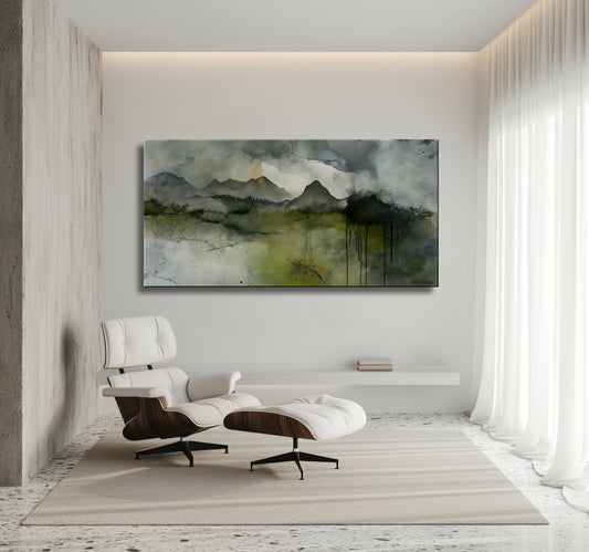 LAYERED ELEMENTALS -Extra Large Textured Canvas Painting – Limited Edition Abstract Mountainscape