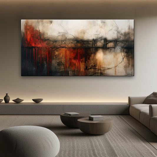 UNDERGROUND-Extra Large Textured Canvas Painting – Limited Edition Abstract Cityscape
