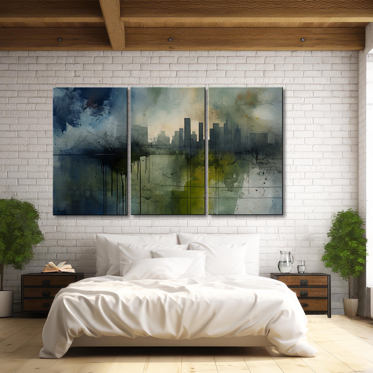 URBAN OASIS-Extra Large Textured Canvas Painting – Limited Edition Abstract Cityscape