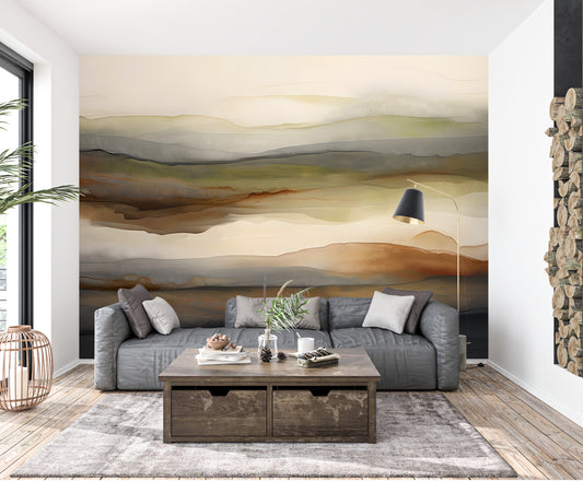 Tuscany Abstract Wall Mural Modern Wallpaper in Peel & Stick Canvas Vinyl or Non-Woven
