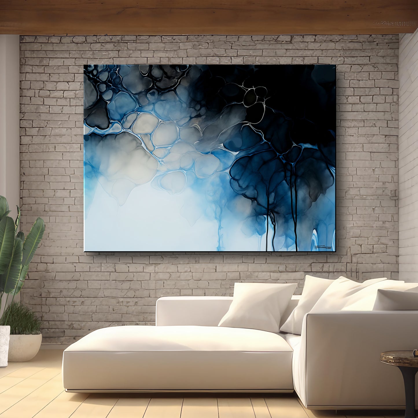 BLUE ABYSS - Extra Large Textured Canvas Wall Art. Limited Edition Painting, Ready to hang.