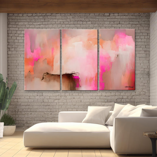 FRACTURED PINK-Extra Large Textured Canvas Painting – Limited Edition Abstract