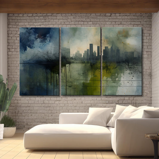 URBAN OASIS-Extra Large Textured Canvas Painting – Limited Edition Abstract Cityscape