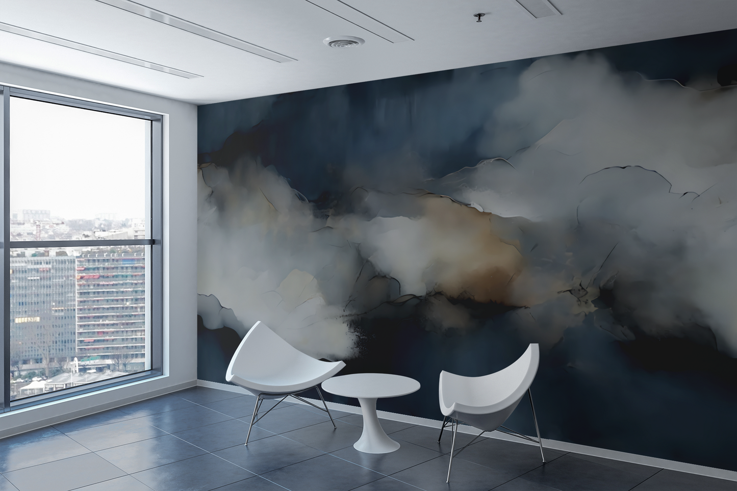 Blue Abstract Wallpaper Mural Canvas Wall Art Mural Wallpaper for Living room, peel and stick, traditional wallpaper mural
