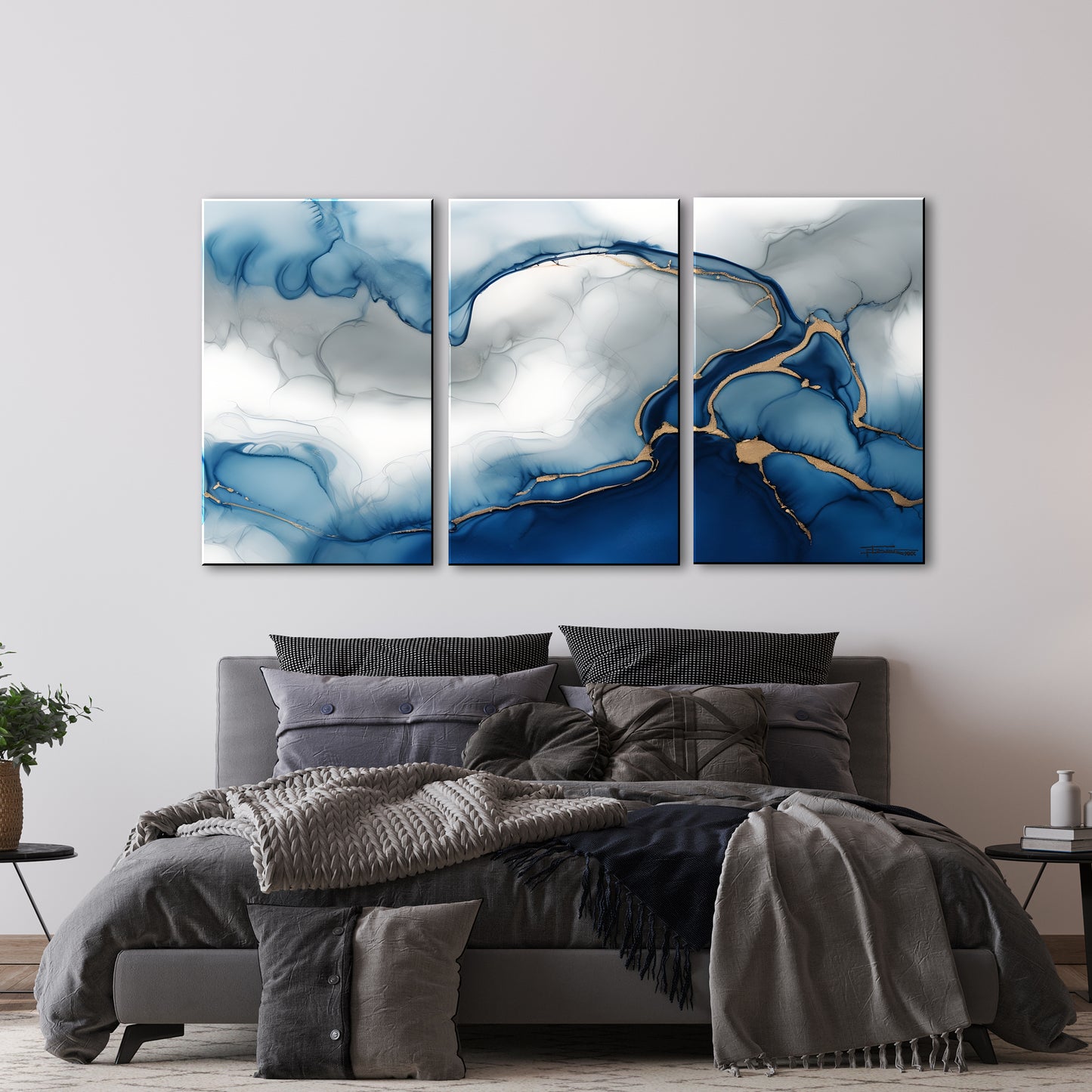 DRIFT OF BLUE -Extra Large Textured Canvas Painting – Limited Edition Abstract Fluid Art