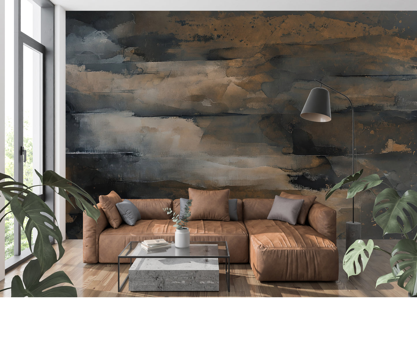 Rustic Distressed Abstract Luxury Wallpaper Mural in Peel & Stick Canvas Vinyl or Non-Woven