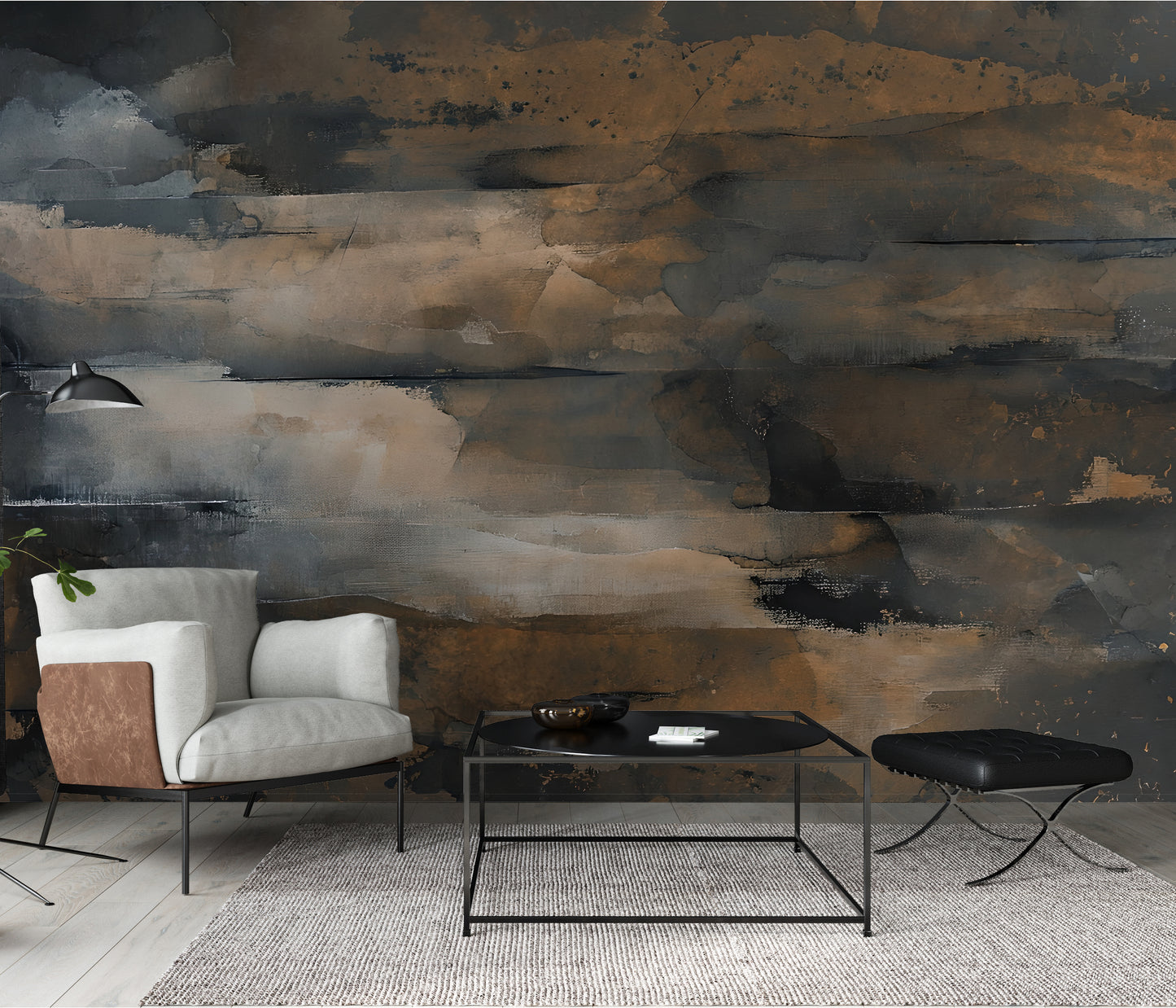 Rustic Distressed Abstract Luxury Wallpaper Mural in Peel & Stick Canvas Vinyl or Non-Woven