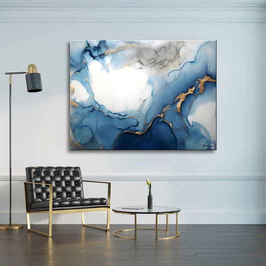WHISPERS OF BLUE -Extra Large Textured Canvas Painting – Limited Edition Abstract Fluid Art
