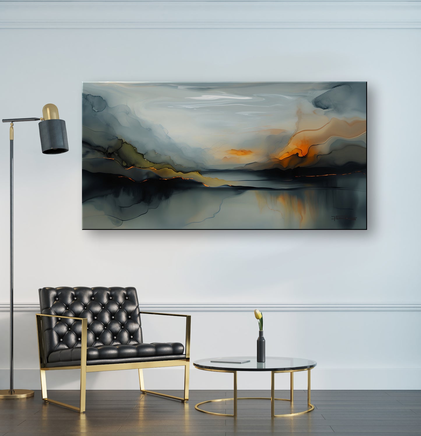 SUNSET ON THE LAKE-Extra Large Textured Canvas Painting – Limited Edition Abstract
