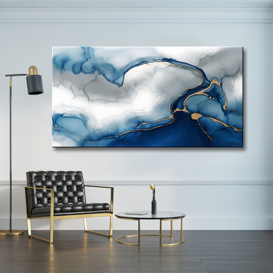 DRIFT OF BLUE -Extra Large Textured Canvas Painting – Limited Edition Abstract Fluid Art