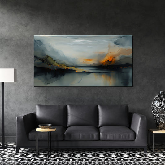 SUNSET ON THE LAKE-Extra Large Textured Canvas Painting – Limited Edition Abstract