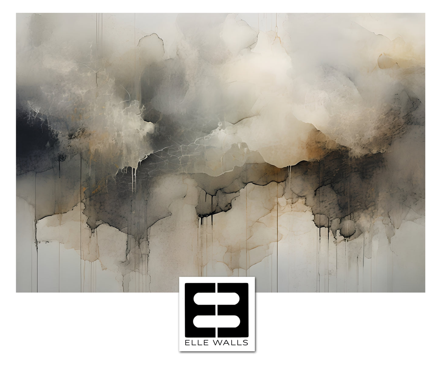 Neutral Abstract Wall Mural Modern Drip-Effect Wallpaper in Peel & Stick Canvas Vinyl or Non-Woven