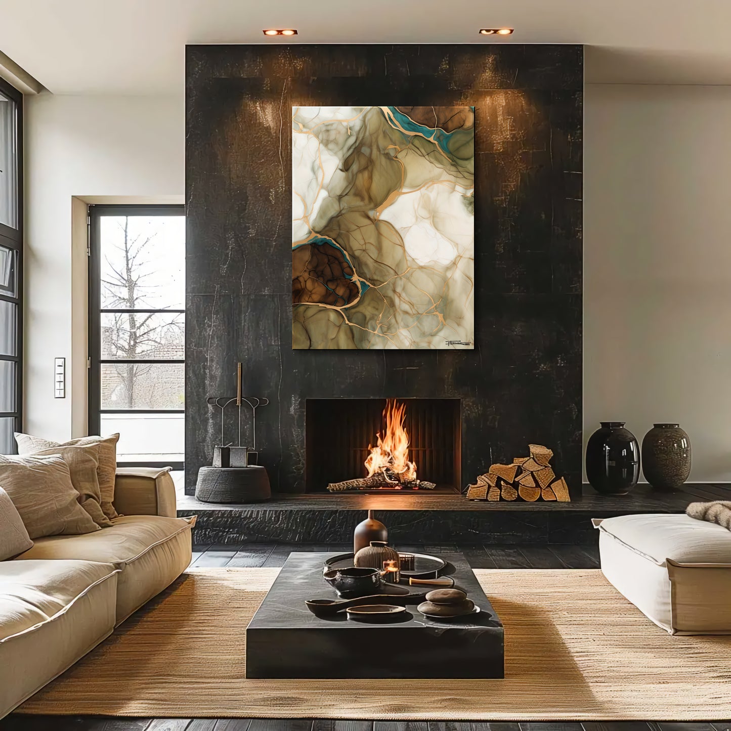 Golden Strata 1 Abstract Painting Limited Edition