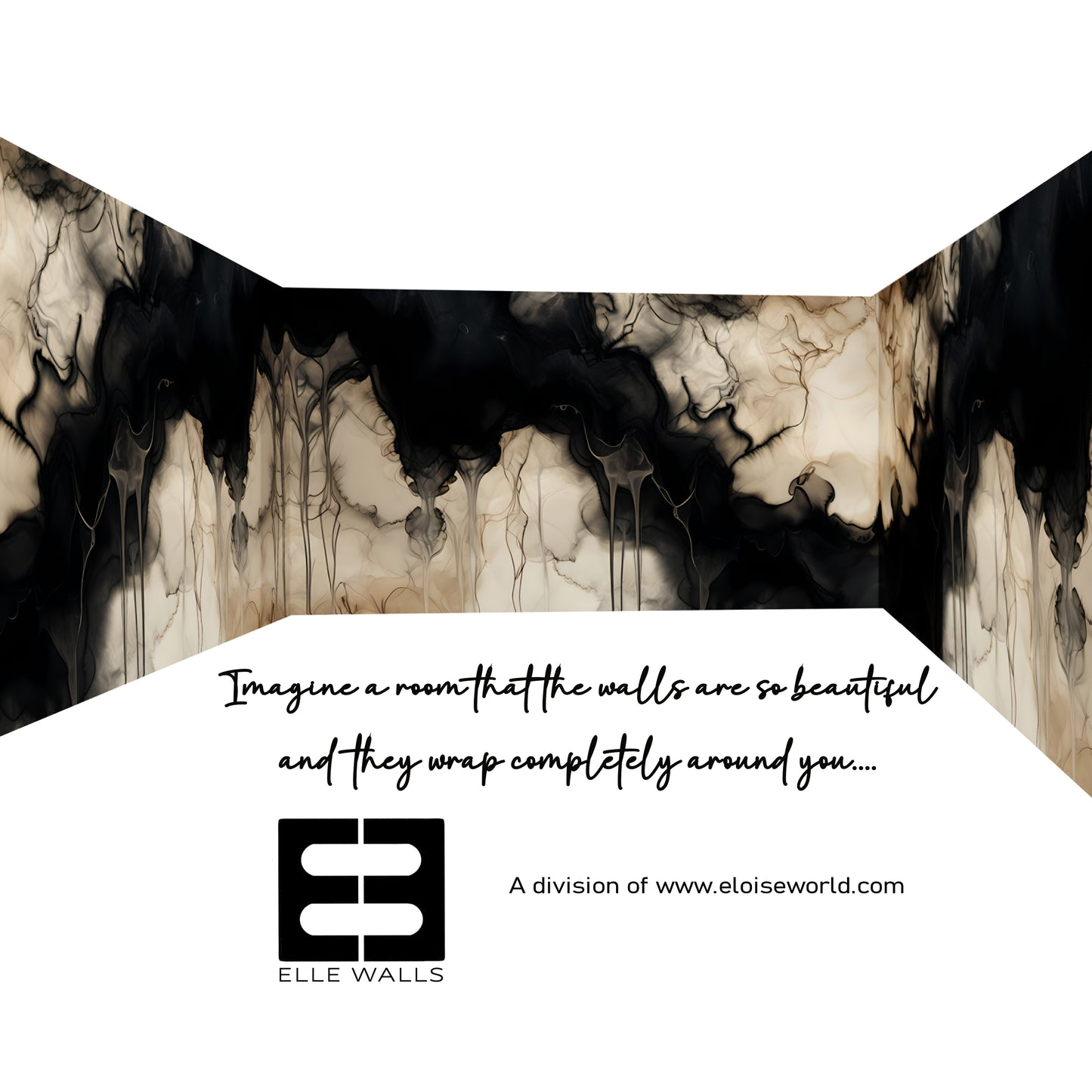 Black Abstract Luxury Wallpaper Modern Fluid Wall Mural in Peel & Stick Canvas Vinyl or Non-Woven (Copy)