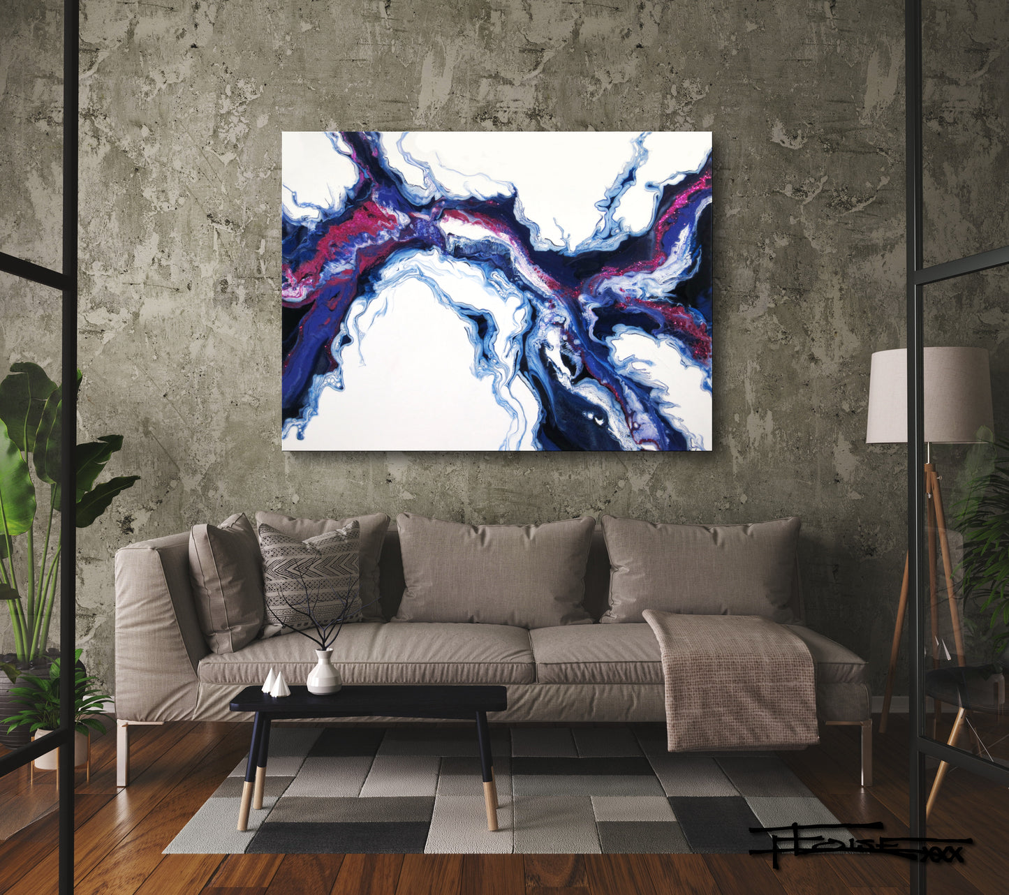 MAGENTA SPLASH - Original Resin Painting