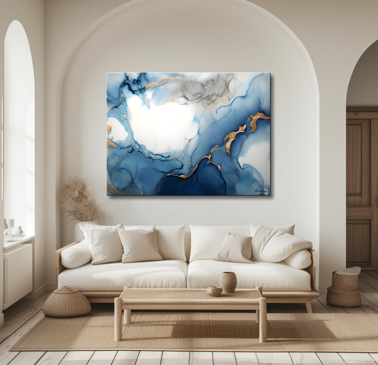 WHISPERS OF BLUE -Extra Large Textured Canvas Painting – Limited Edition Abstract Fluid Art