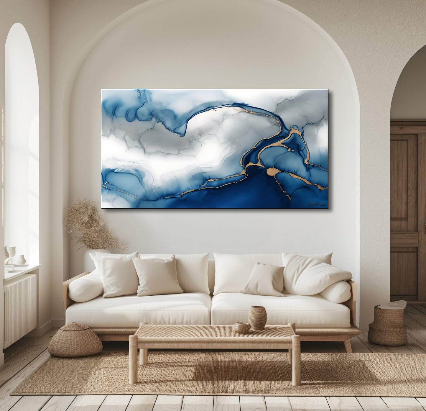 DRIFT OF BLUE -Extra Large Textured Canvas Painting – Limited Edition Abstract Fluid Art