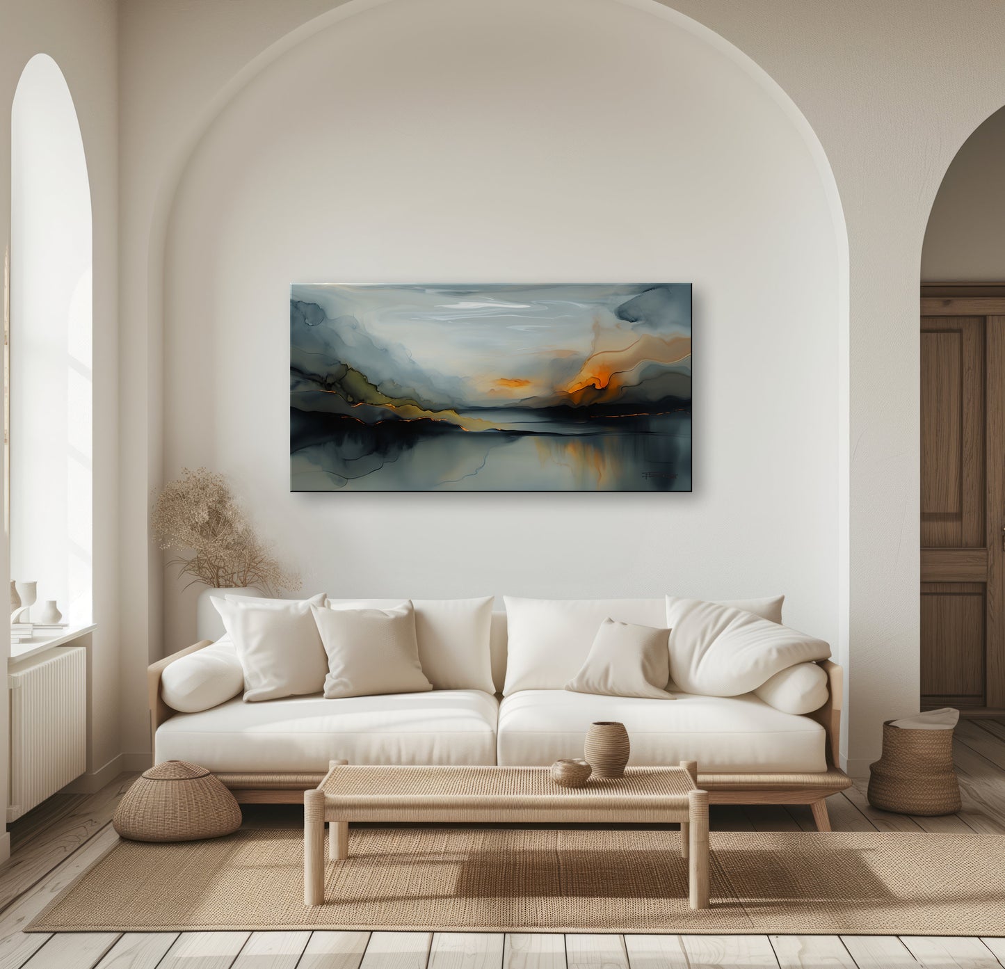 SUNSET ON THE LAKE-Extra Large Textured Canvas Painting – Limited Edition Abstract