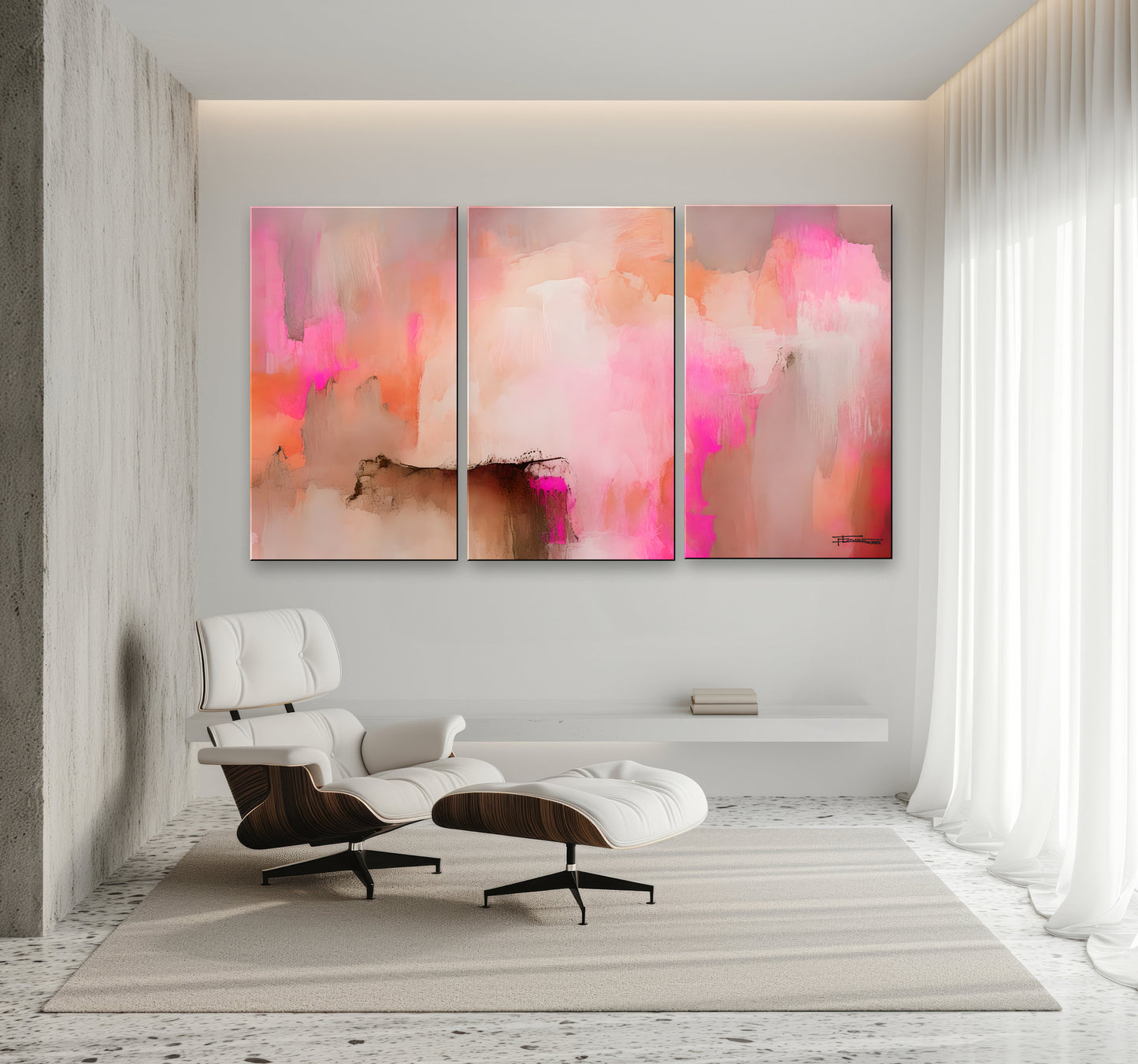 FRACTURED PINK-Extra Large Textured Canvas Painting – Limited Edition Abstract