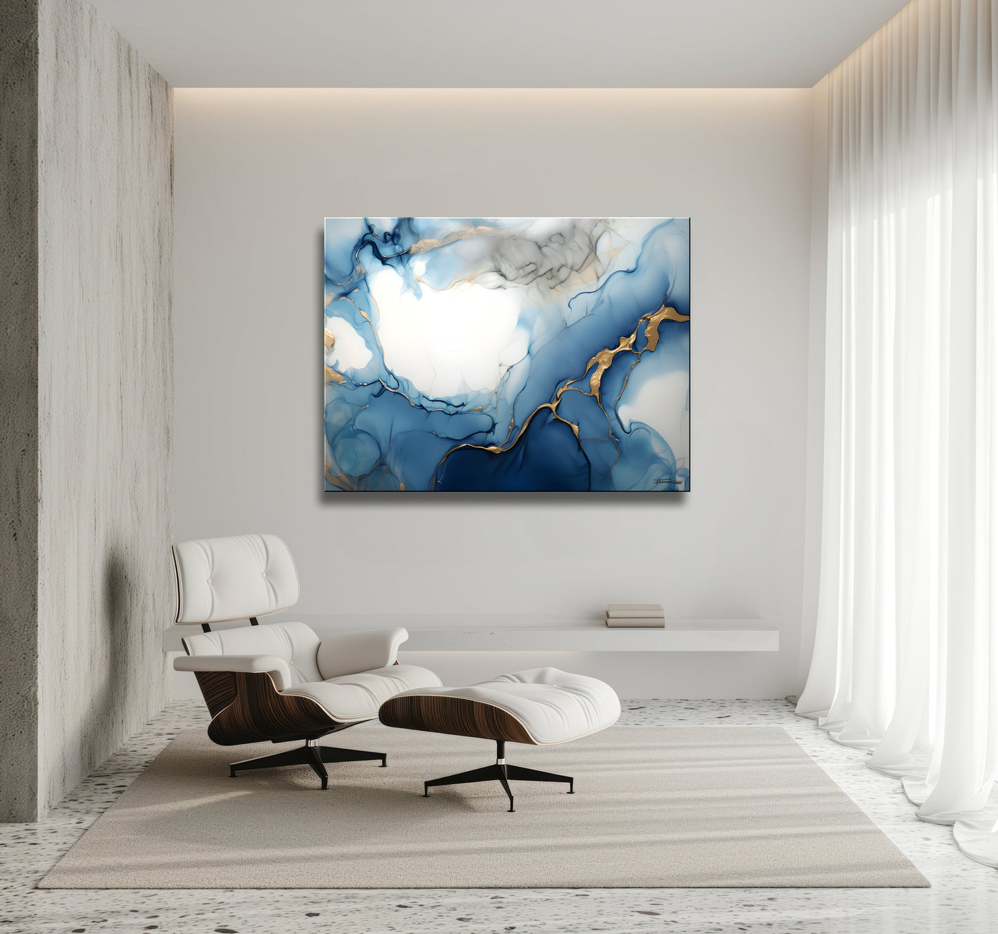 WHISPERS OF BLUE -Extra Large Textured Canvas Painting – Limited Edition Abstract Fluid Art