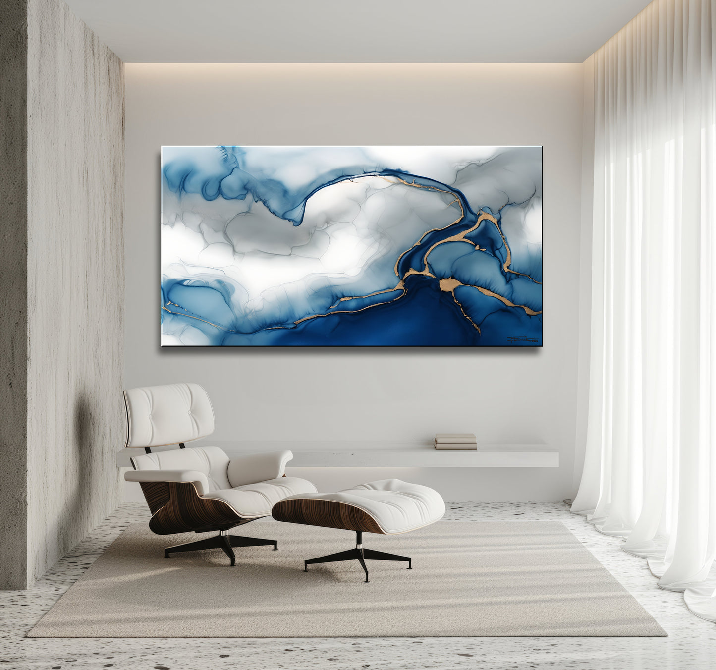 DRIFT OF BLUE -Extra Large Textured Canvas Painting – Limited Edition Abstract Fluid Art