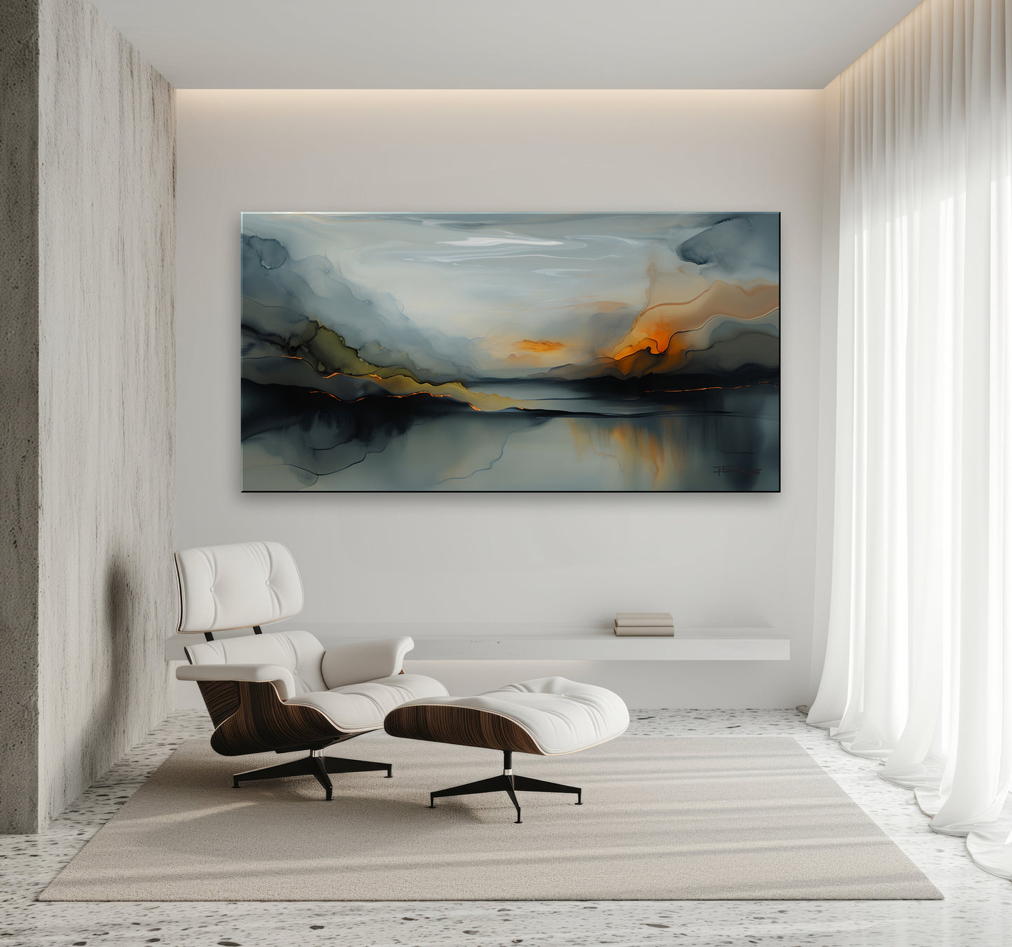 SUNSET ON THE LAKE-Extra Large Textured Canvas Painting – Limited Edition Abstract