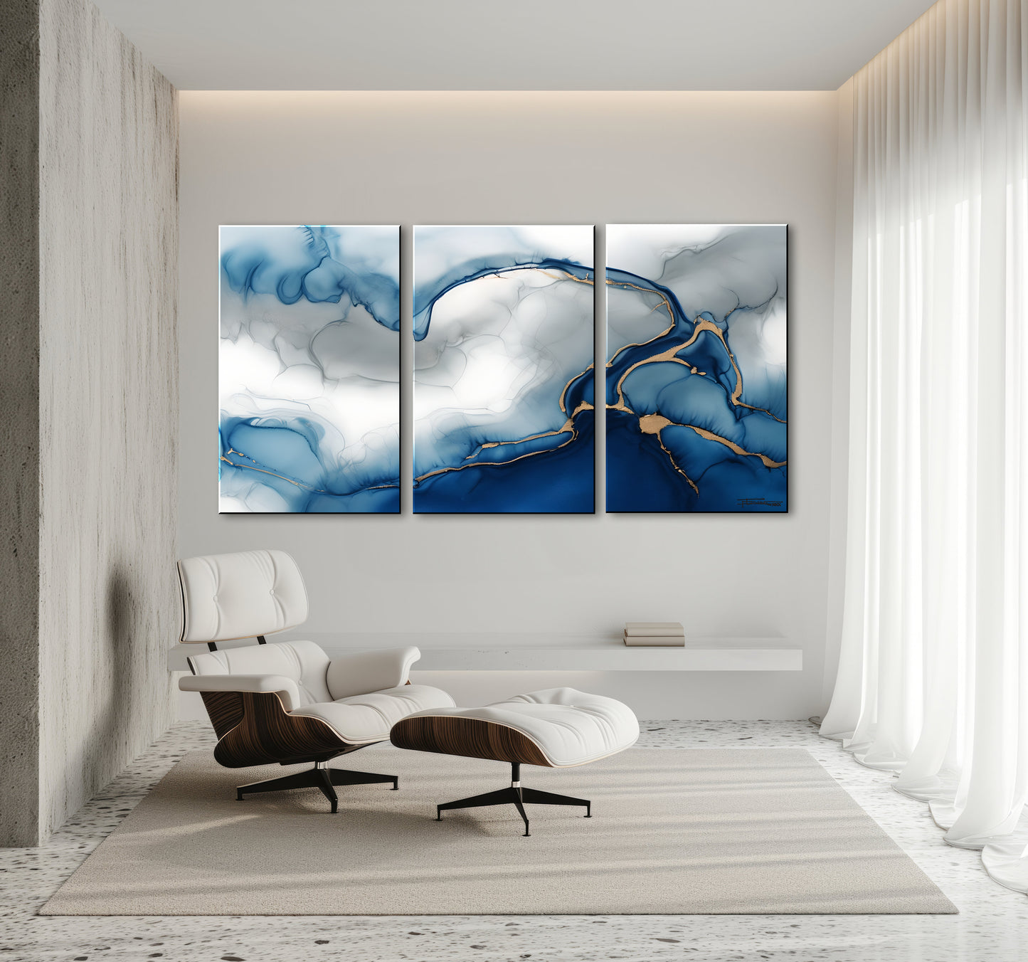 DRIFT OF BLUE -Extra Large Textured Canvas Painting – Limited Edition Abstract Fluid Art