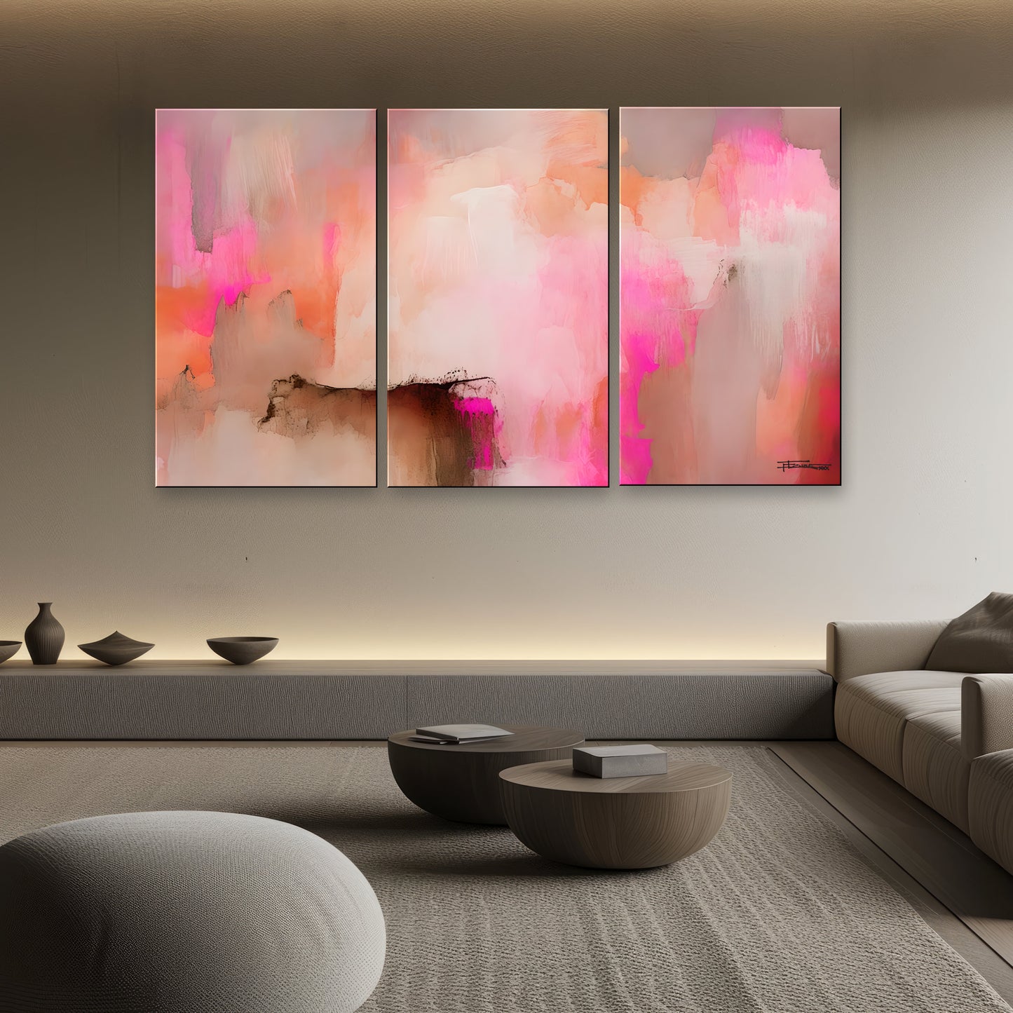 FRACTURED PINK-Extra Large Textured Canvas Painting – Limited Edition Abstract