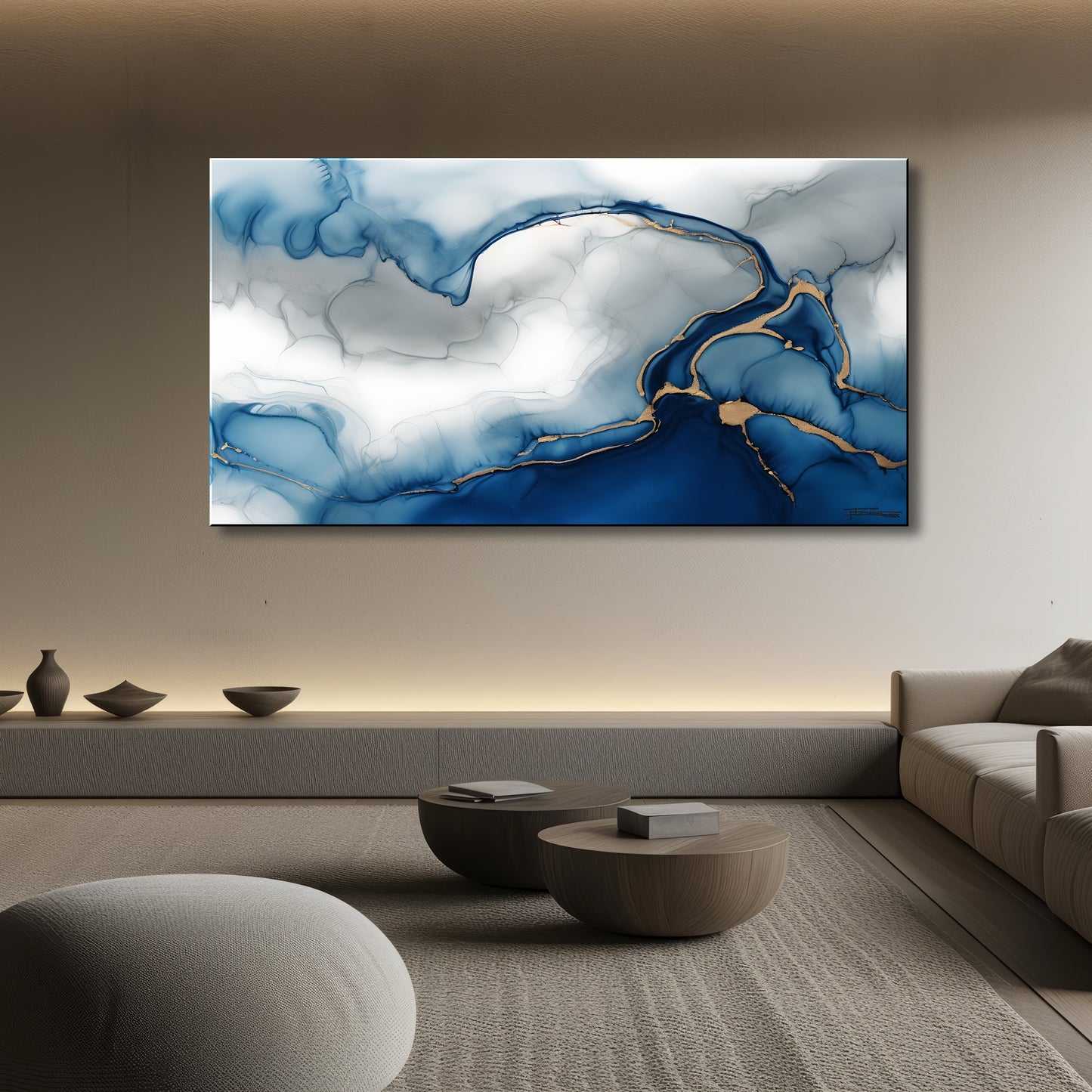 DRIFT OF BLUE -Extra Large Textured Canvas Painting – Limited Edition Abstract Fluid Art