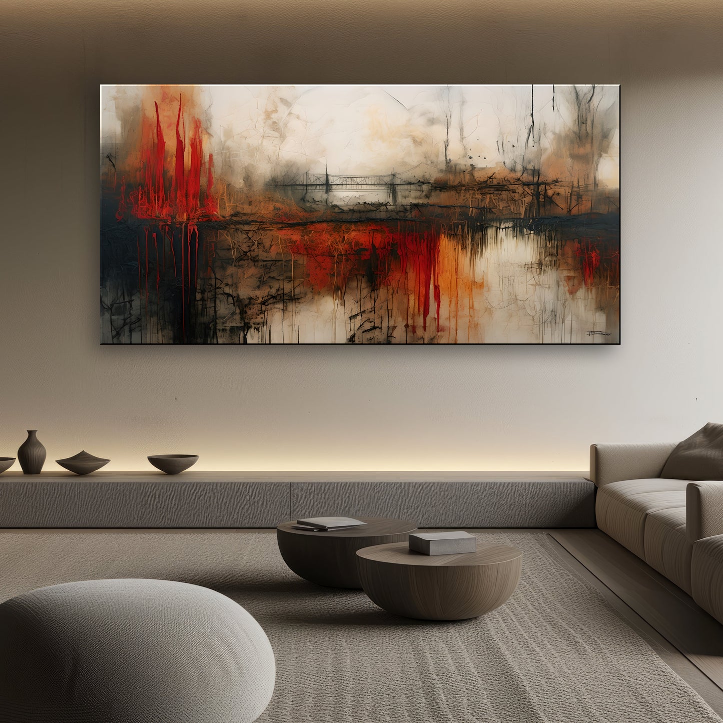 BRIDGE SYSTEMS-Extra Large Textured Canvas Painting – Limited Edition Abstract Cityscape