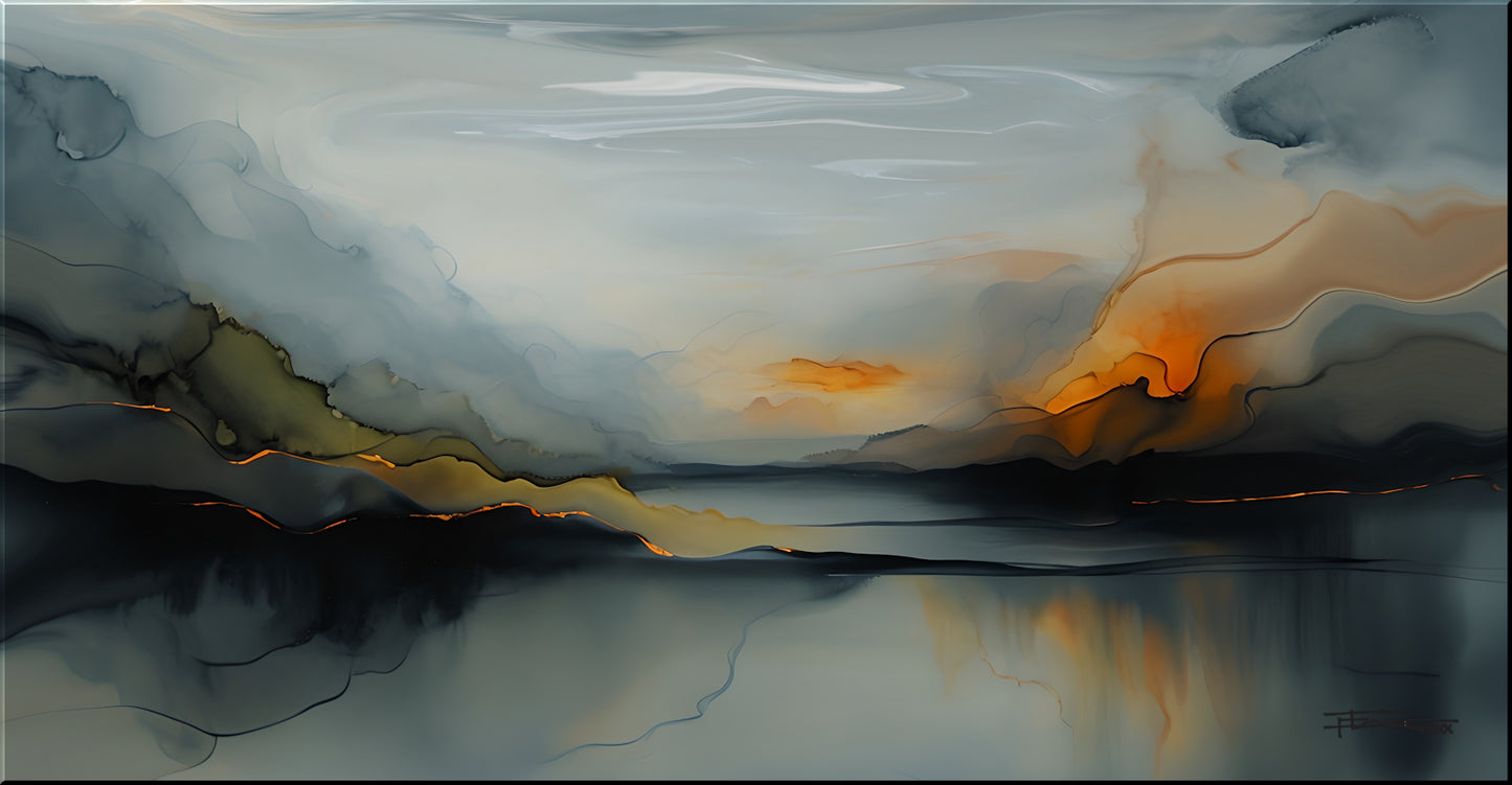 SUNSET ON THE LAKE-Extra Large Textured Canvas Painting – Limited Edition Abstract
