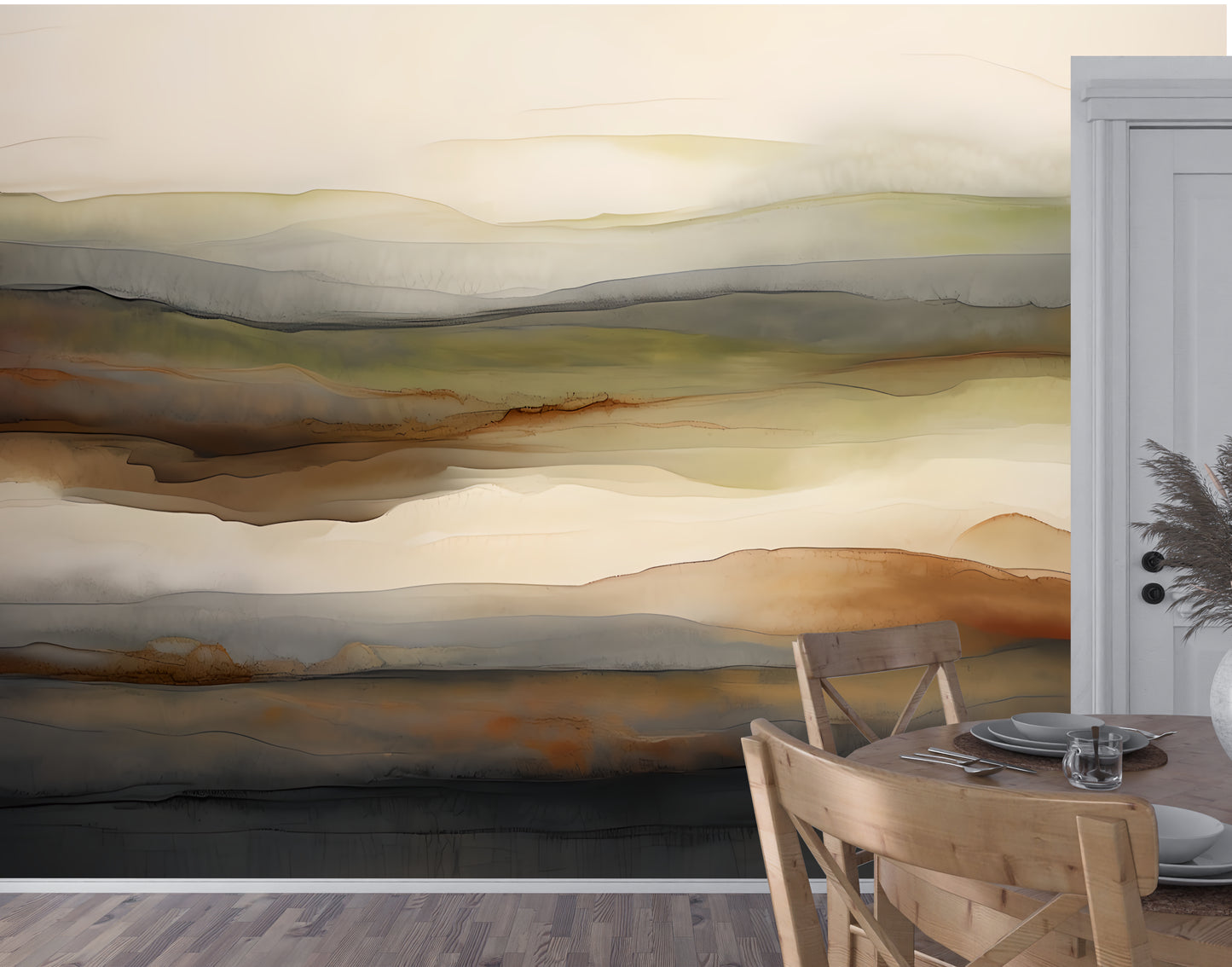 Tuscany Abstract Wall Mural Modern Wallpaper in Peel & Stick Canvas Vinyl or Non-Woven