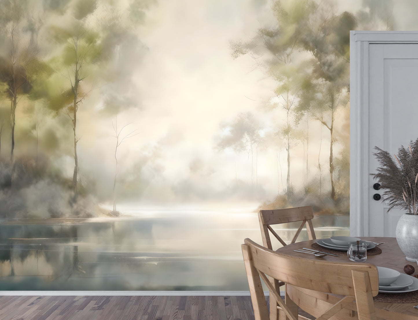 Calm Waters Wall Wallpaper Mural in Peel & Stick Canvas Vinyl or Non-Woven