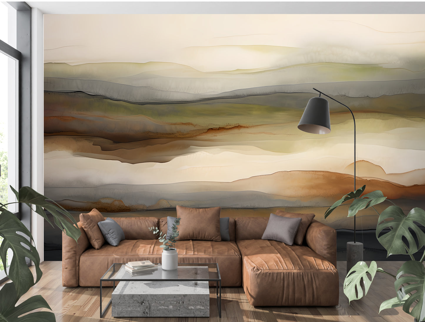 Tuscany Abstract Wall Mural Modern Wallpaper in Peel & Stick Canvas Vinyl or Non-Woven