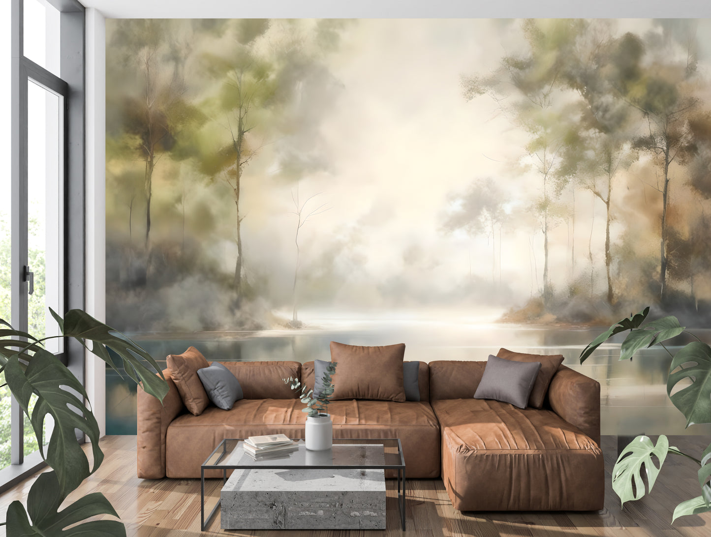 Calm Waters Wall Wallpaper Mural in Peel & Stick Canvas Vinyl or Non-Woven