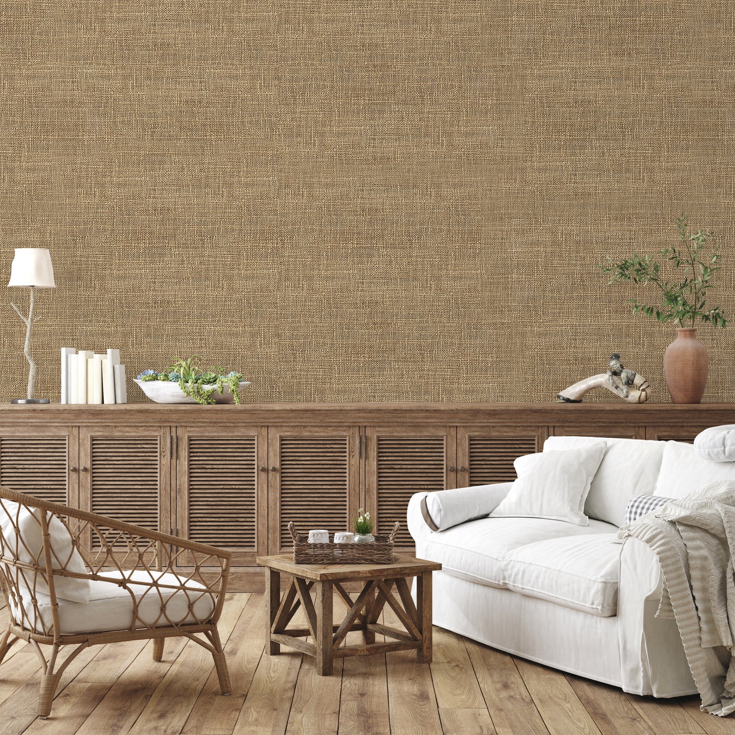 Burlap look Farmhouse Wallpaper Mural