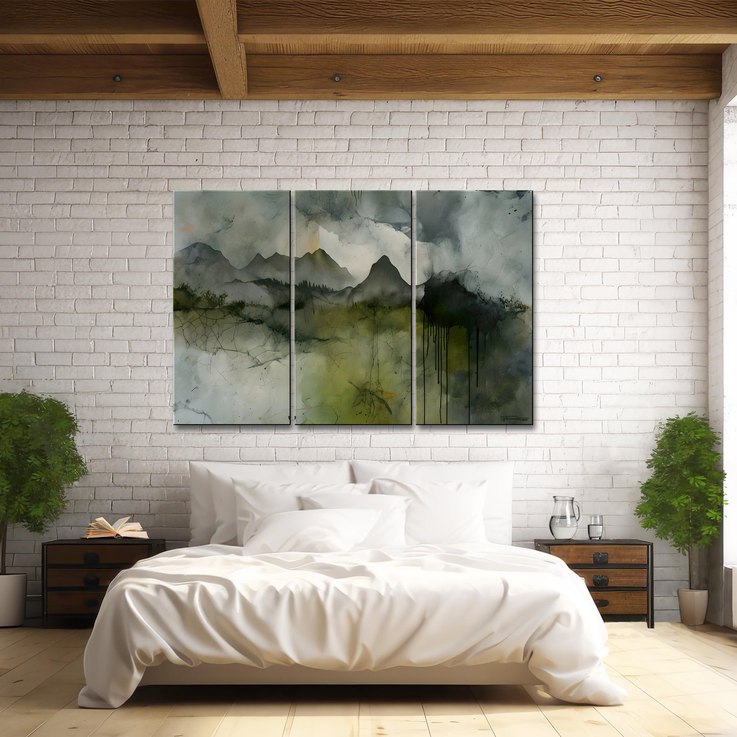 LAYERED ELEMENTALS -Extra Large Textured Canvas Painting – Limited Edition Abstract Mountainscape