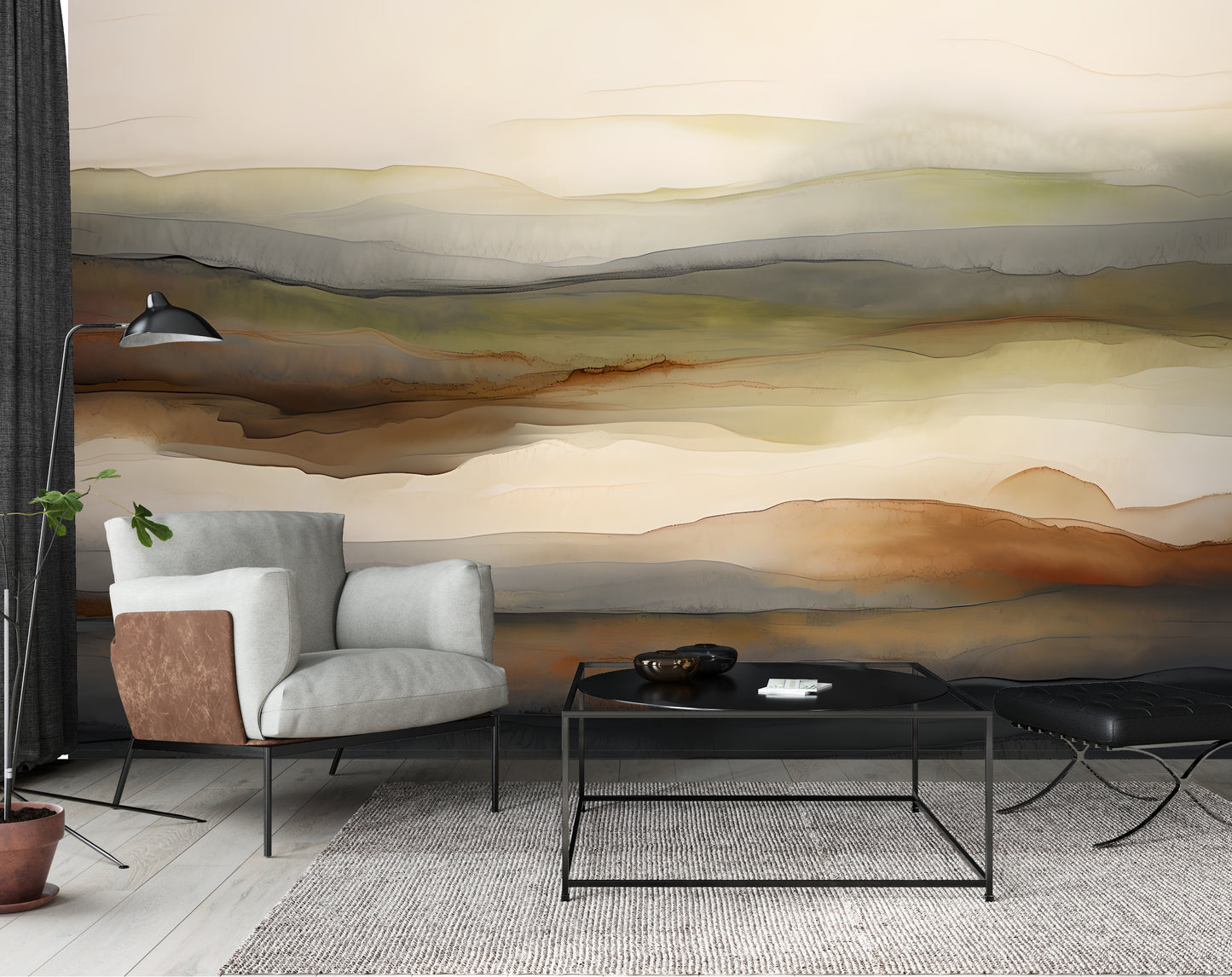 Tuscany Abstract Wall Mural Modern Wallpaper in Peel & Stick Canvas Vinyl or Non-Woven
