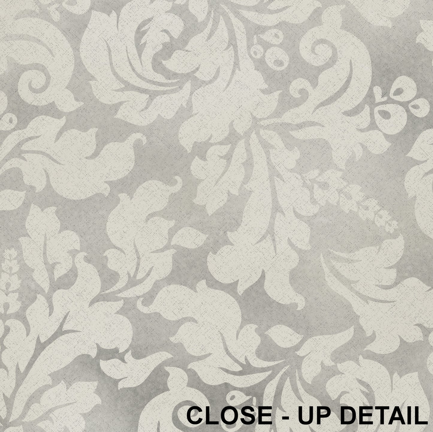 Gray Damask Wall Wallpaper Mural in Peel & Stick Canvas Vinyl or Non-Woven