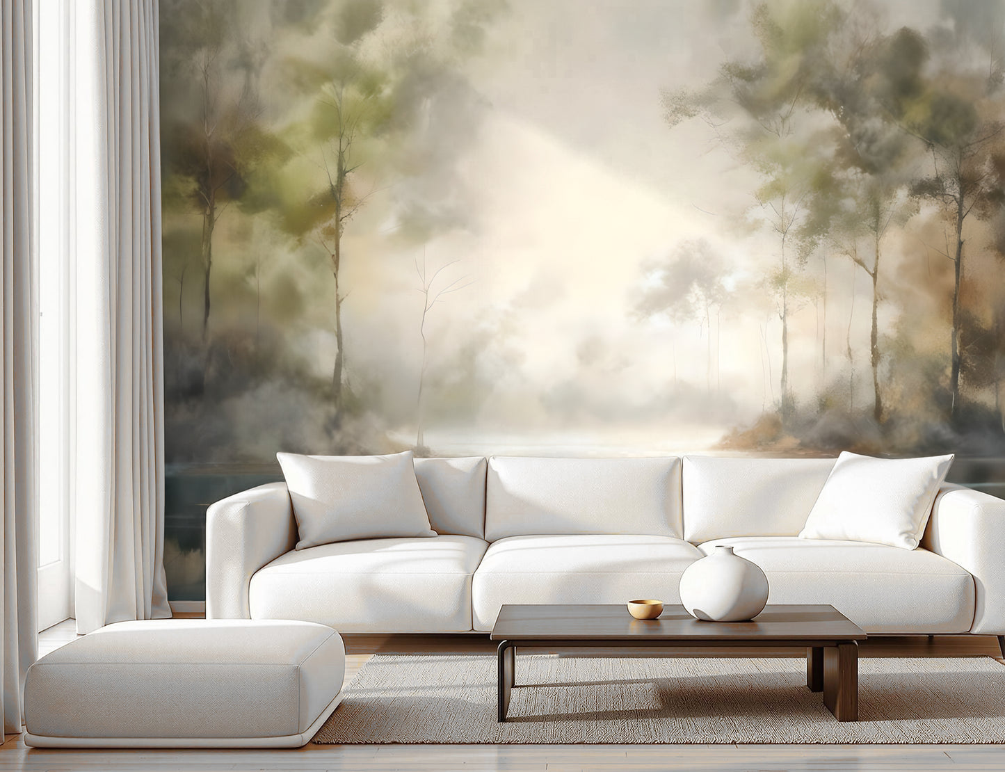 Calm Waters Wall Wallpaper Mural in Peel & Stick Canvas Vinyl or Non-Woven
