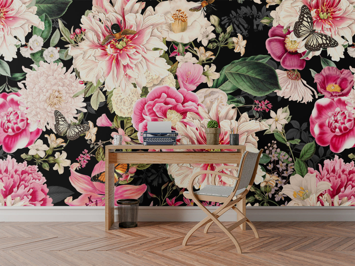 Floral Fantasy Blooms and Butterflies Wallpaper Mural