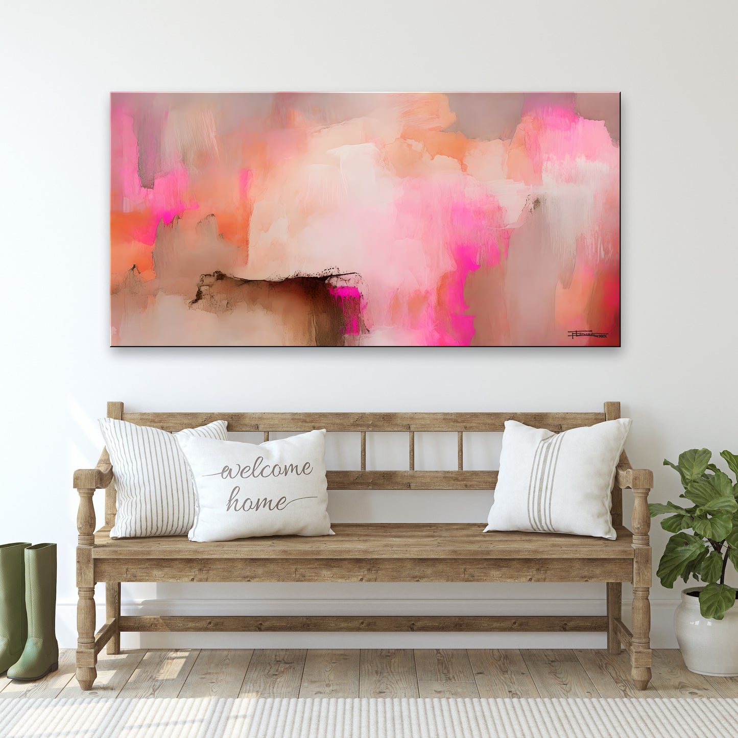 FRACTURED PINK-Extra Large Textured Canvas Painting – Limited Edition Abstract