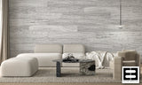 Light Gray Woodgrained Textured Peel and Stick Wallpaper Tiles