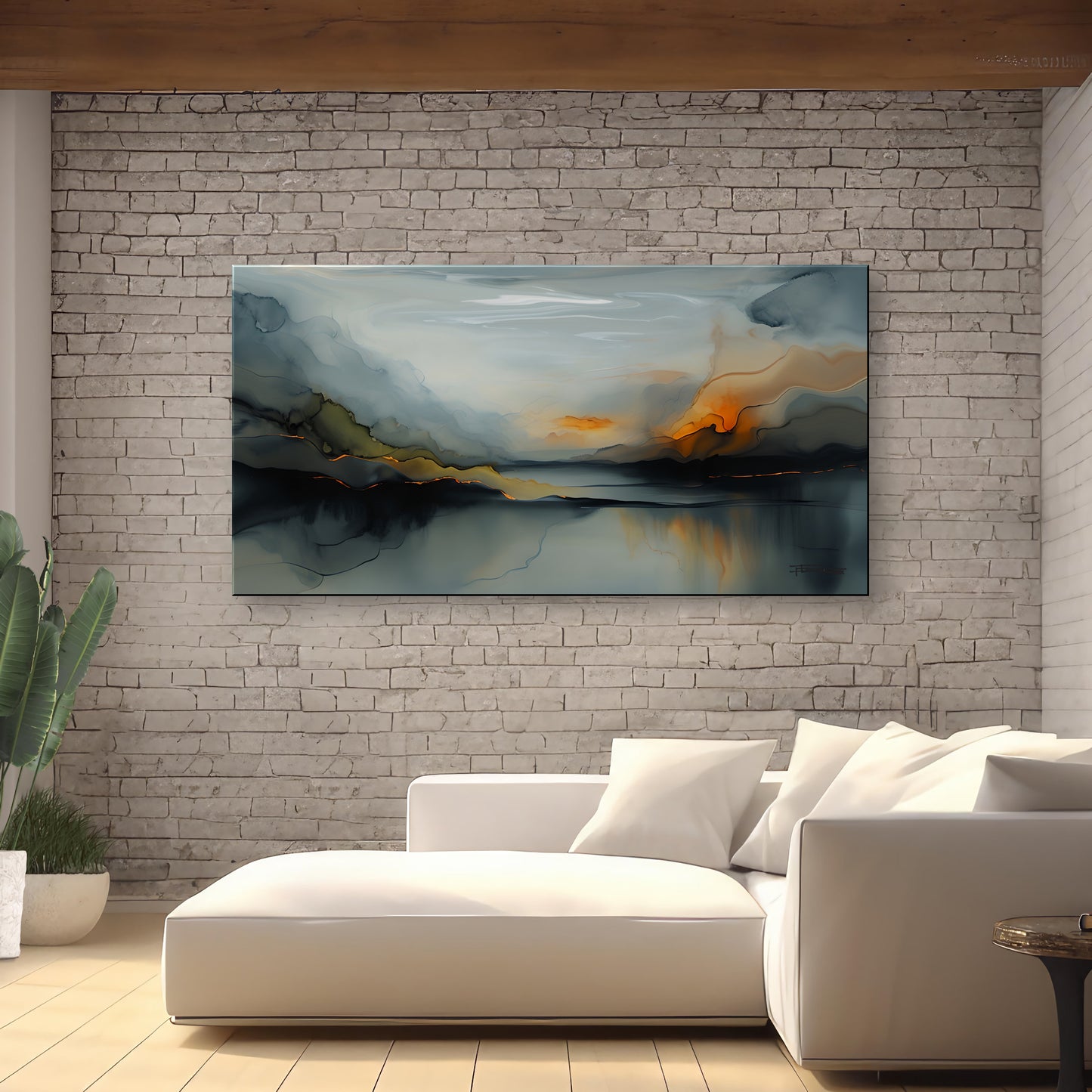 SUNSET ON THE LAKE-Extra Large Textured Canvas Painting – Limited Edition Abstract