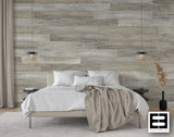 Light Gray Woodgrained Textured Peel and Stick Wallpaper Tiles