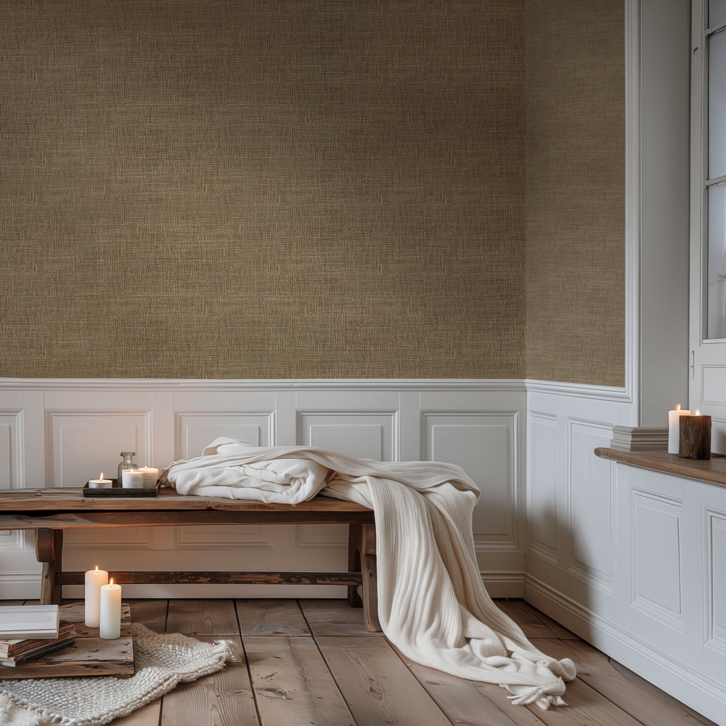 Burlap look Farmhouse Wallpaper Mural