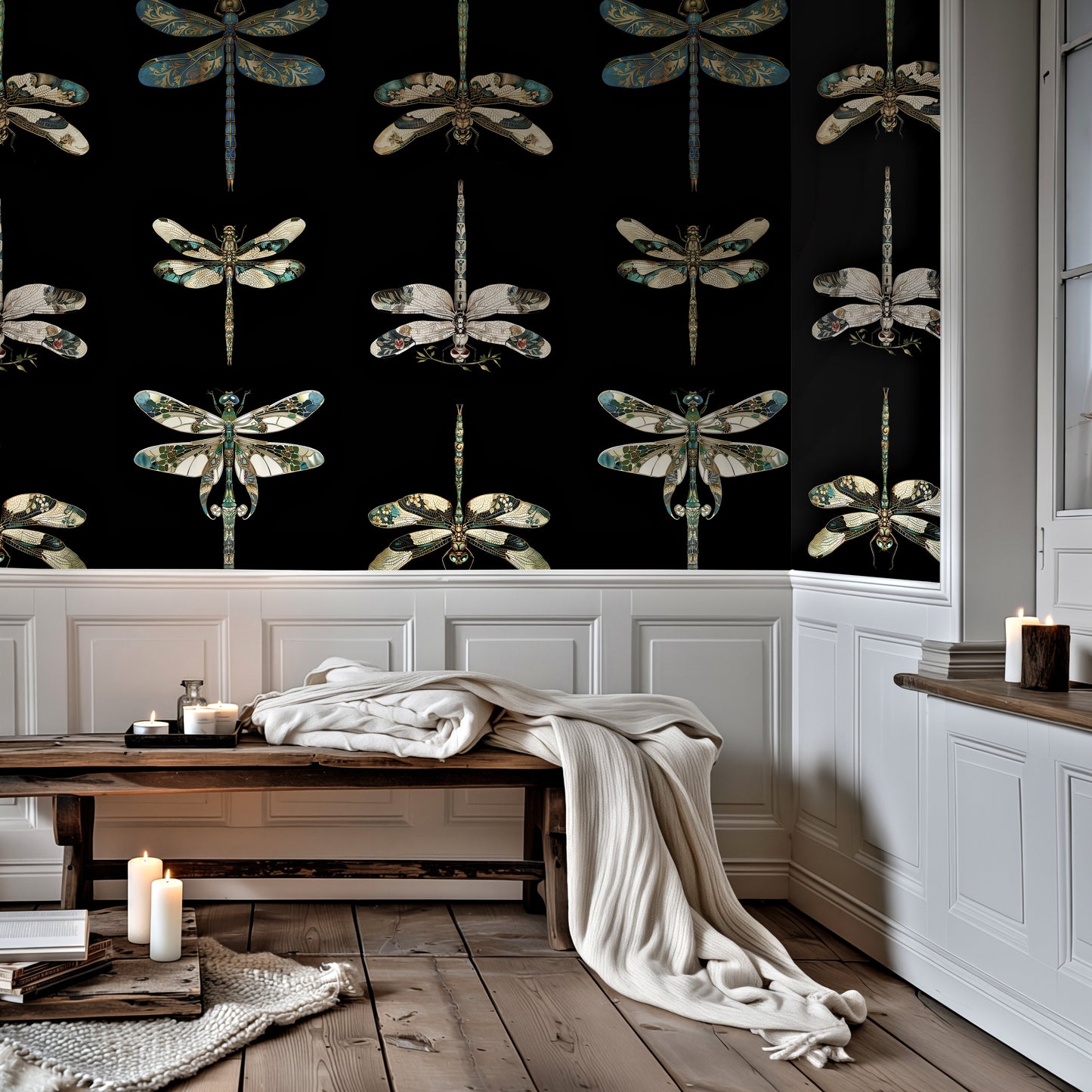 Mystic Dragonfly Luxury Wallpaper Textured Paper or Peel and Stick